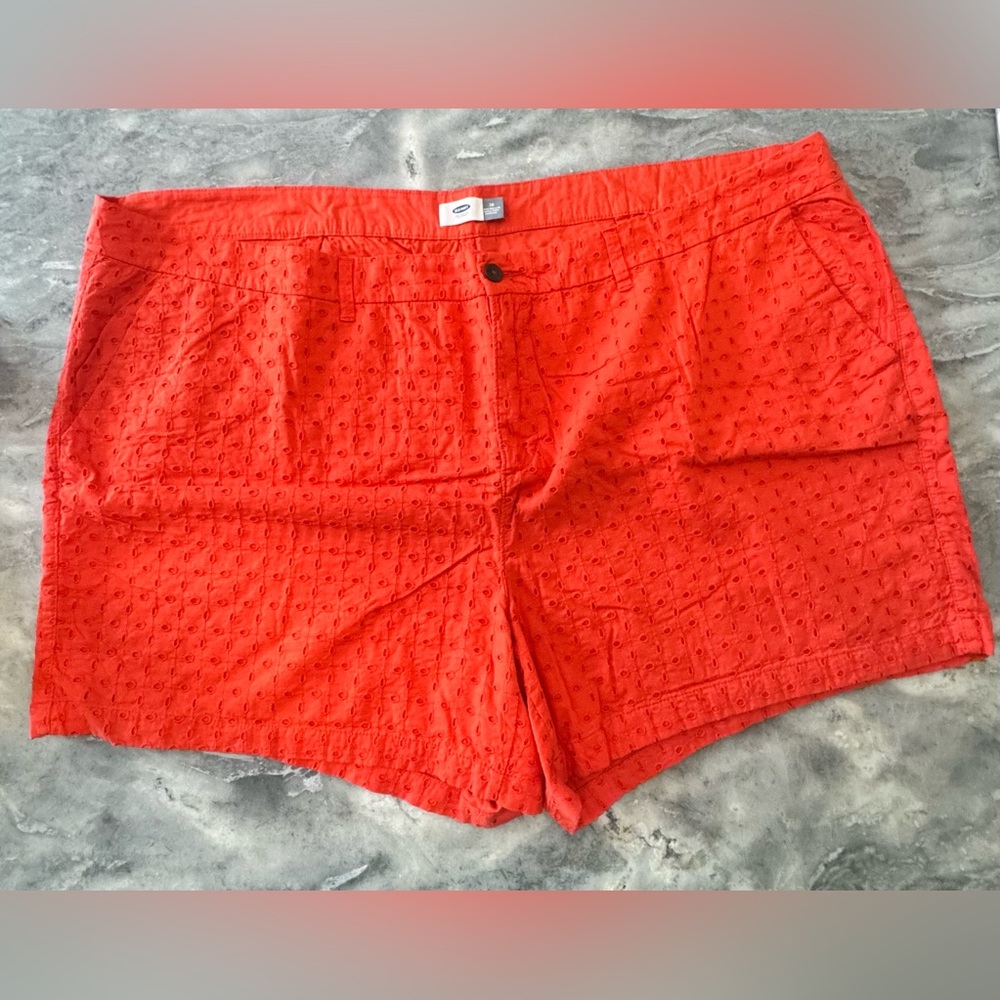 Very Cute!! Old Navy Women’s Plus Size 28 Orange Cotton Embossed Shorts
